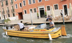 DHL Delivery Boat Venice Italy