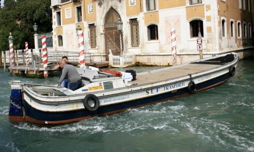 Delivery boat Venice Italy