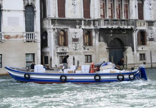 Delivery boat Venice Italy