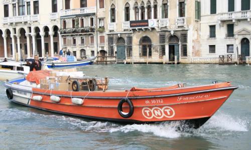 Delivery boat Venice Italy